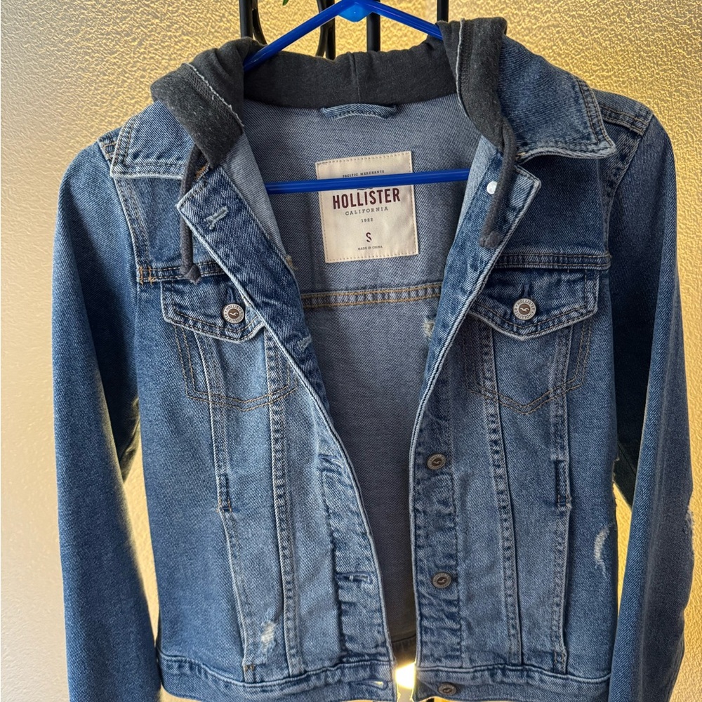 Hollister Blue Denim Jacket with Hood